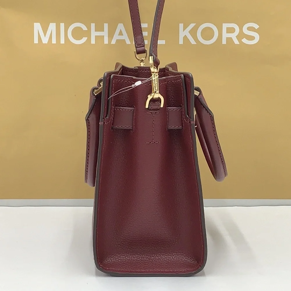Michael Kors Hamilton Small Satchel Shoulder Crossbody Bag Dark Cherry color